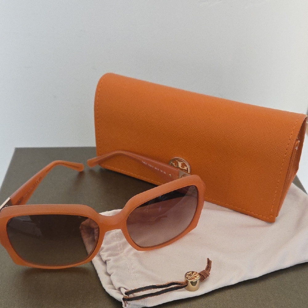 Tory Burch Orange Creamsicle Sunglasses with Case And Dust Bag